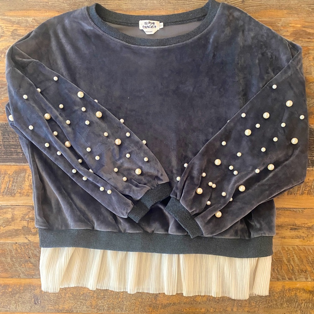 Velvet Embellished Sweatshirt